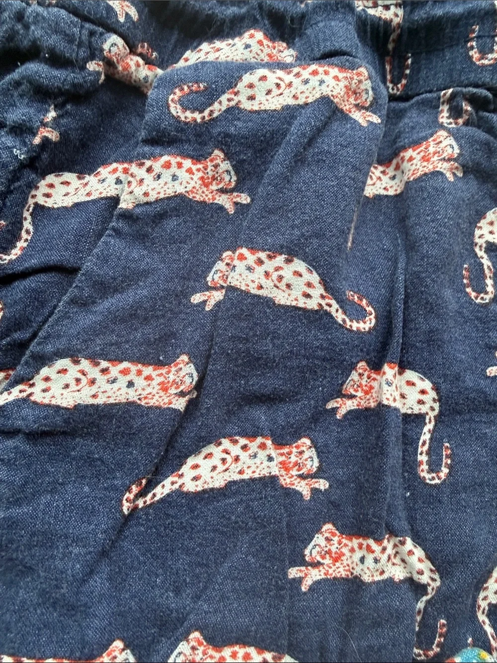LOFT Navy Pull-On Shorts with Pink Leopard Print and Tassel Drawstring